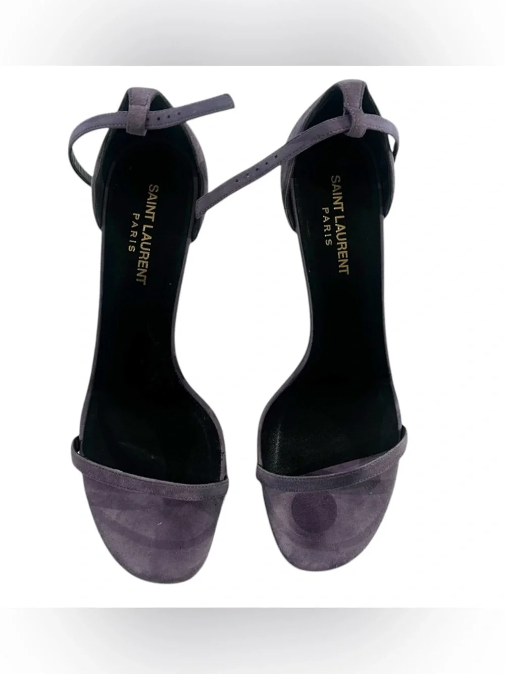 Saint Laurent Jane Suede Ankle Strap Stiletto Sandals - Picture 2 of 7